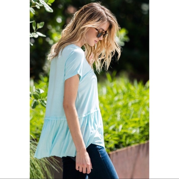 🌺🆕5⭐️Short Sleeve Ruffle Bottom Top - Picture 3 of 4